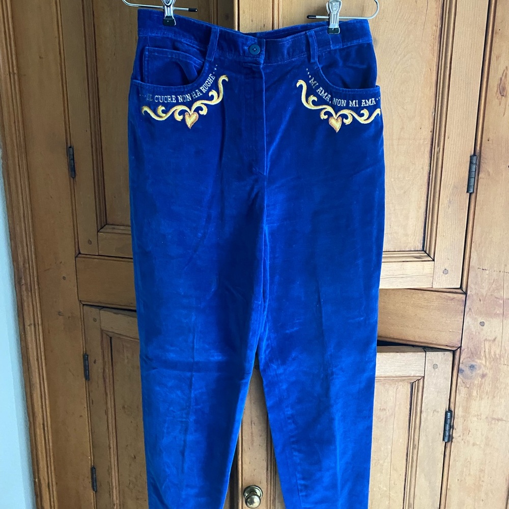 Vintage Embroidered Velvet Trousers